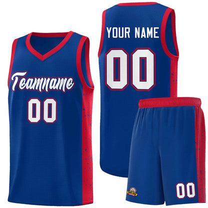 Custom Royal White-Royal Side Splash Sports Uniform Basketball Jersey