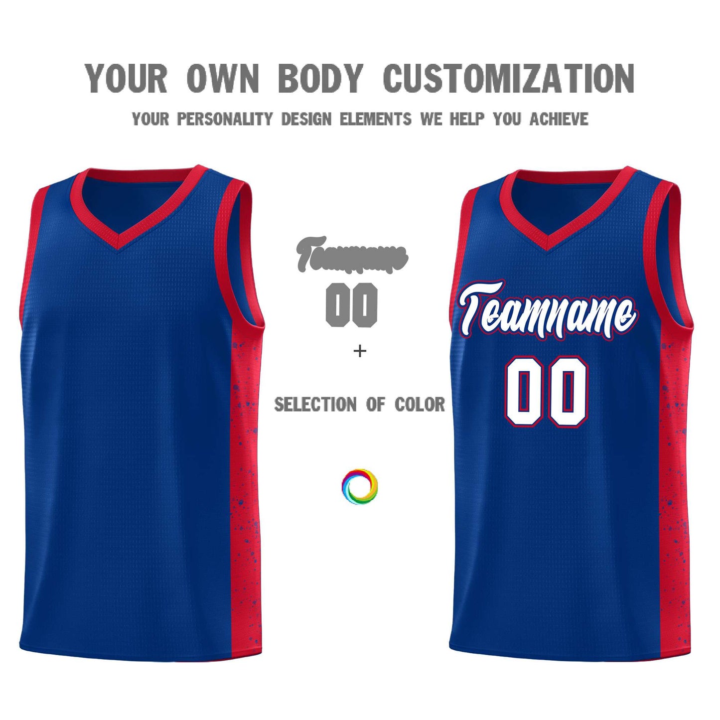 Custom Royal White-Royal Side Splash Sports Uniform Basketball Jersey