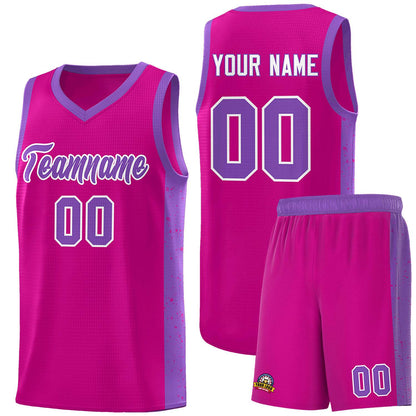 Custom Rose Red Purple-White Side Splash Sports Uniform Basketball Jersey