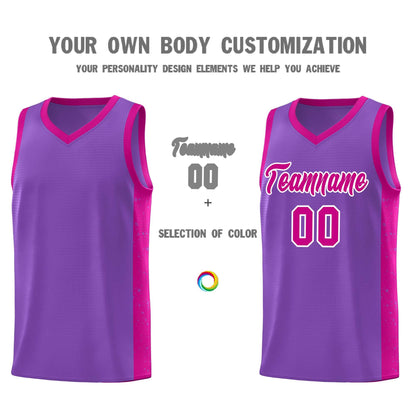 Custom Purple Red-White Side Splash Sports Uniform Basketball Jersey