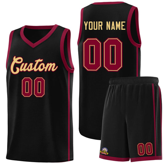 Custom Black Khaki-Crimson Orange Side Two Bars Sports Uniform Basketball Jersey