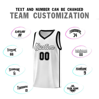 Custom White Black Side Two Bars Sports Uniform Basketball Jersey