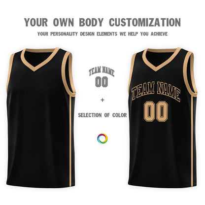 Custom Black Old Gold Side Two Bars Sports Uniform Basketball Jersey