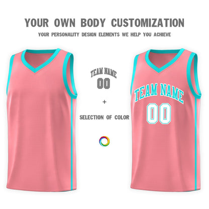 Custom Light Pink Aqua-White Side Two Bars Sports Uniform Basketball Jersey