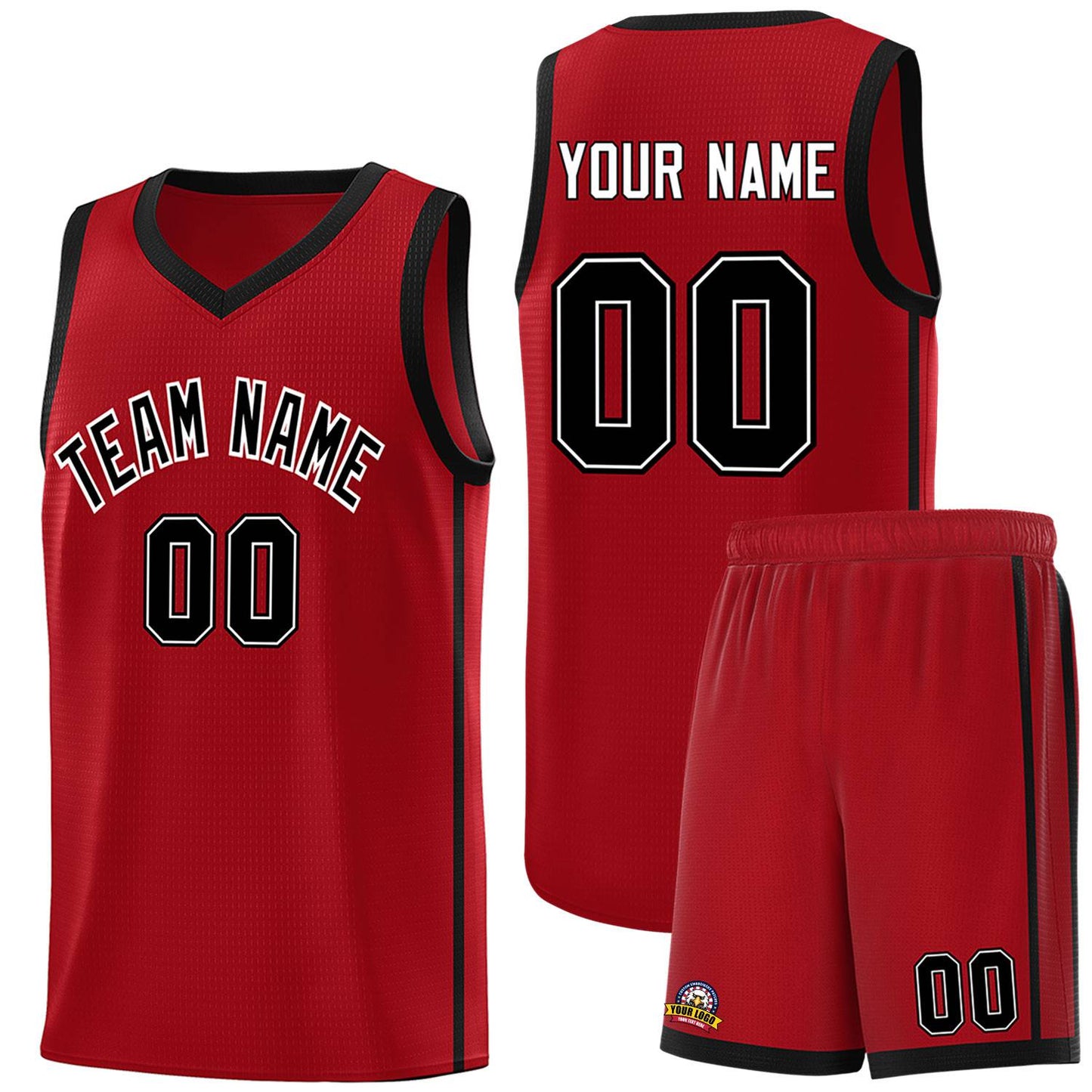 Custom Red Black-White Side Two Bars Sports Uniform Basketball Jersey