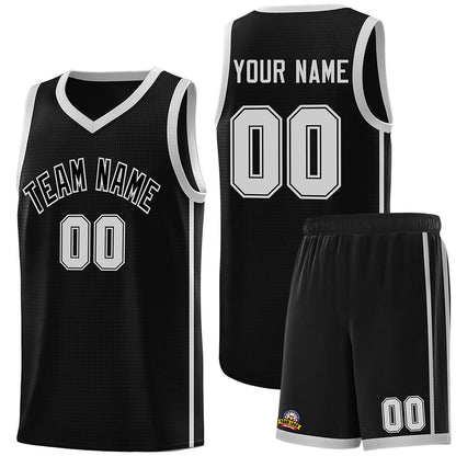 Custom Black Gray Side Two Bars Sports Uniform Basketball Jersey