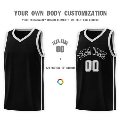 Custom Black Gray Side Two Bars Sports Uniform Basketball Jersey