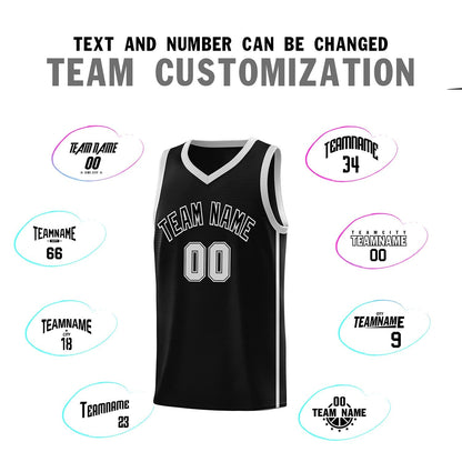 Custom Black Gray Side Two Bars Sports Uniform Basketball Jersey