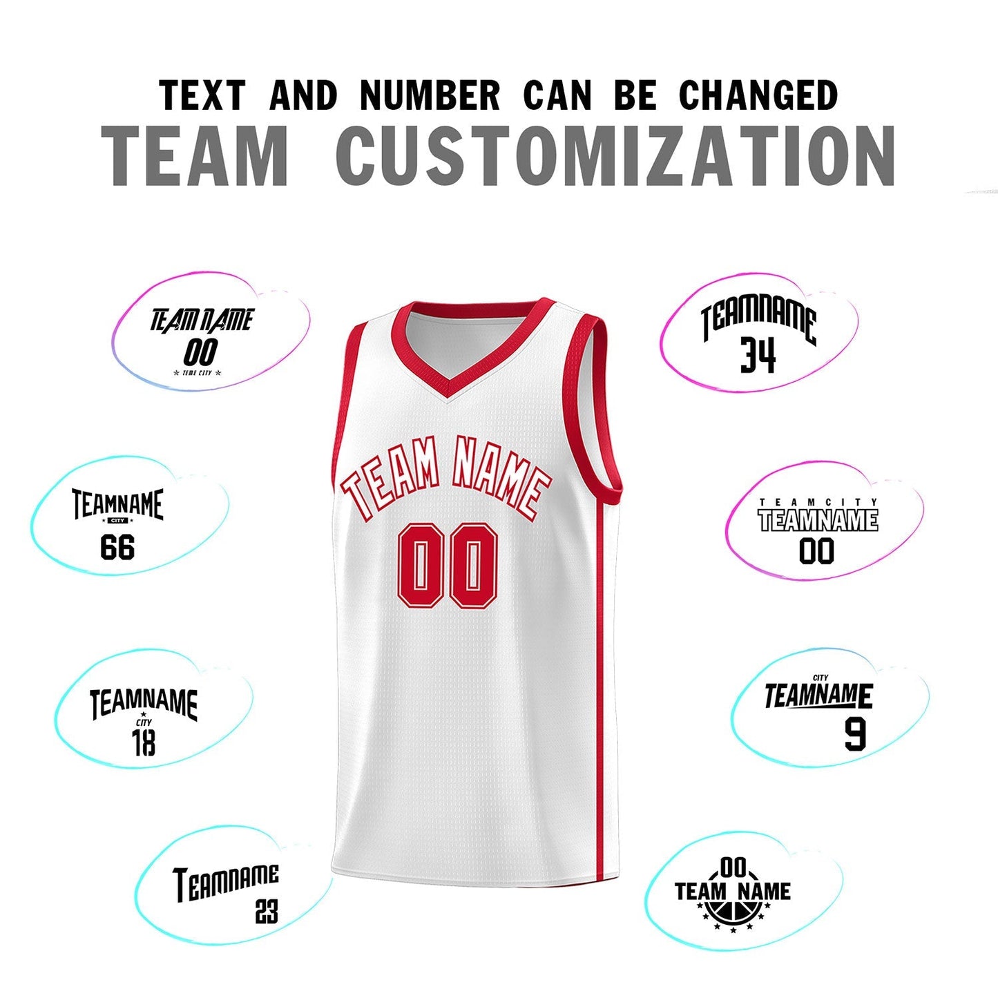 Custom White Red Side Two Bars Sports Uniform Basketball Jersey