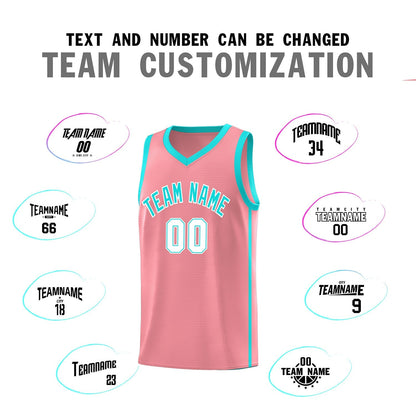 Custom Light Pink Aqua-White Side Two Bars Sports Uniform Basketball Jersey