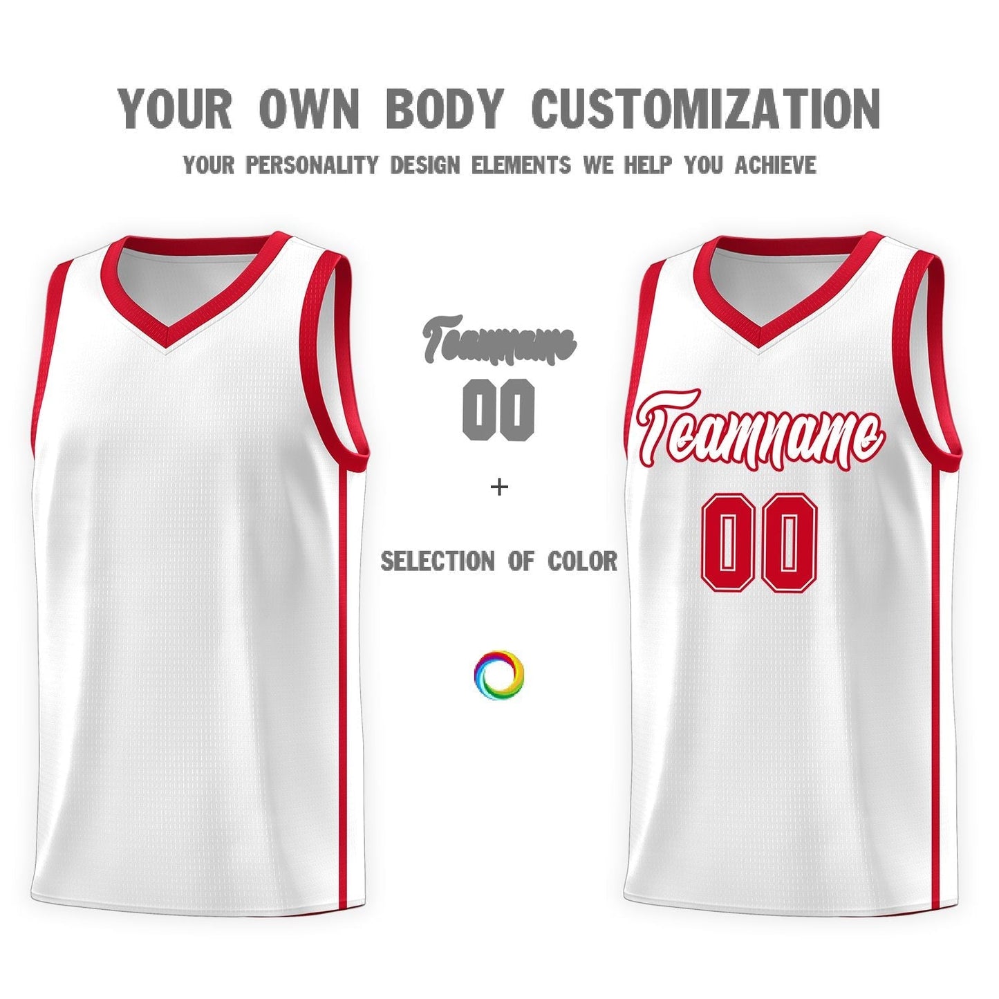 Custom White Red Side Two Bars Sports Uniform Basketball Jersey