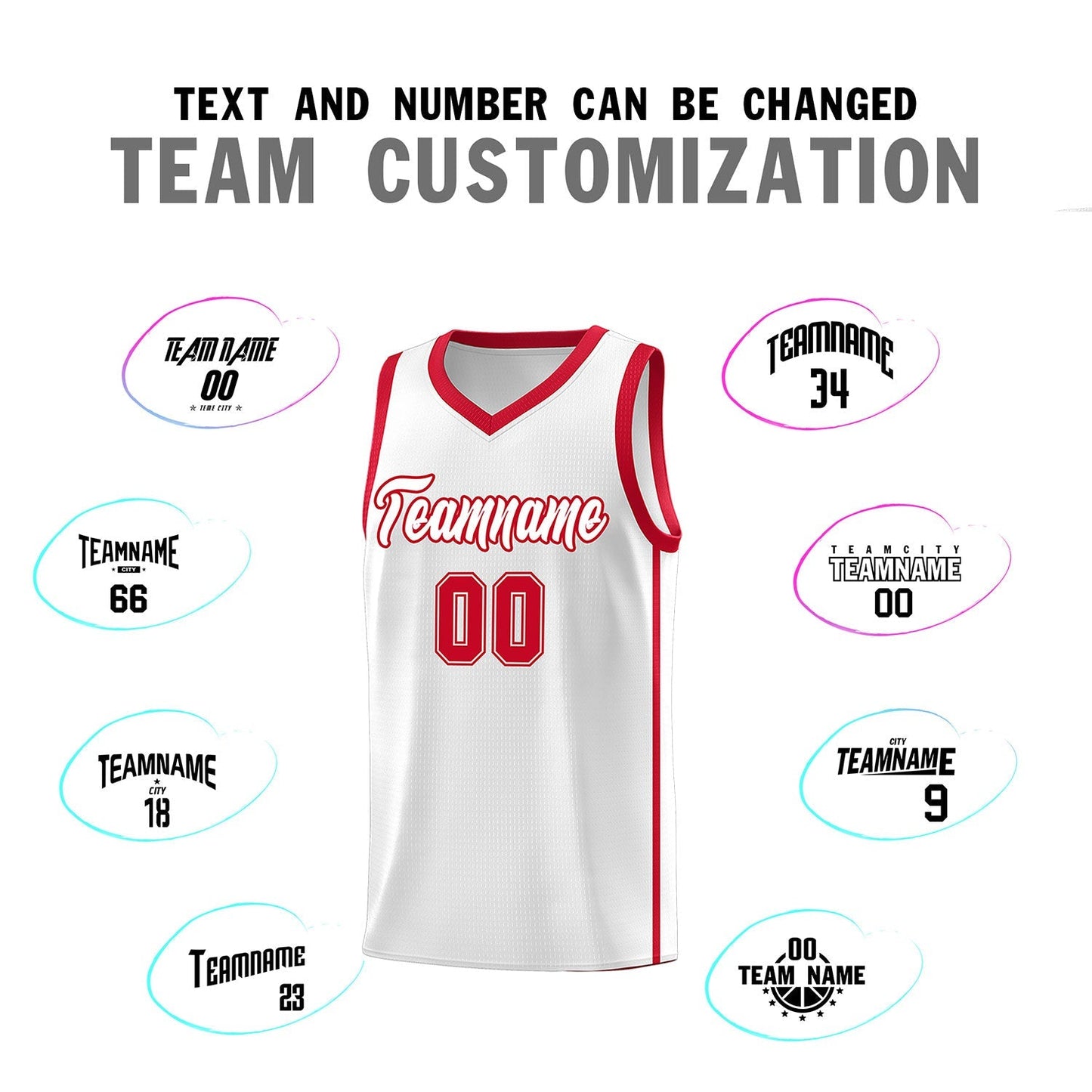 Custom White Red Side Two Bars Sports Uniform Basketball Jersey