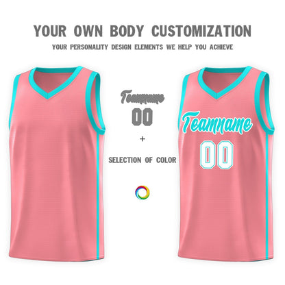 Custom Light Pink Aqua-White Side Two Bars Sports Uniform Basketball Jersey