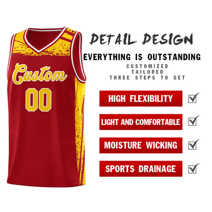 Custom Red Yellow Graffiti Pattern Sports Uniform Basketball Jersey