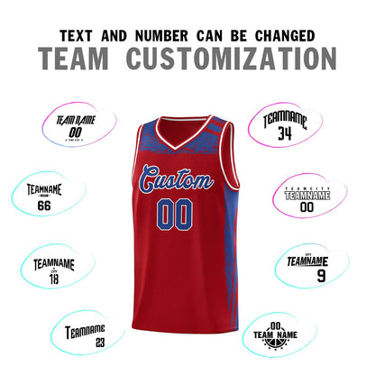 Custom Red Royal Graffiti Pattern Sports Uniform Basketball Jersey