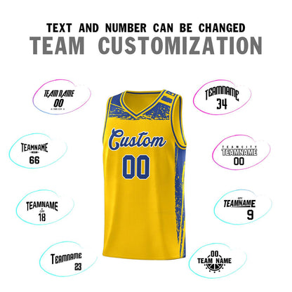 Custom Yellow Royal Graffiti Pattern Sports Uniform Basketball Jersey