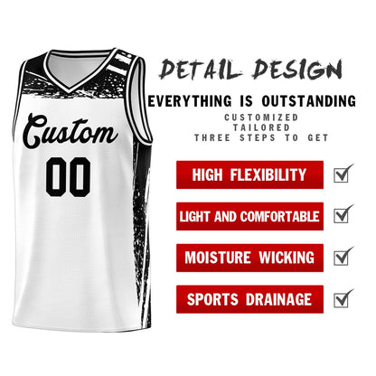 Custom White Black Graffiti Pattern Sports Uniform Basketball Jersey