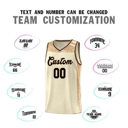 Custom Cream Old Gold Graffiti Pattern Sports Uniform Basketball Jersey