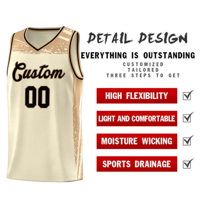 Custom Cream Old Gold Graffiti Pattern Sports Uniform Basketball Jersey