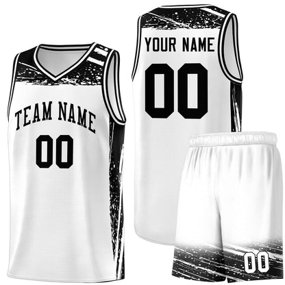 Custom White Black Graffiti Pattern Sports Uniform Basketball Jersey