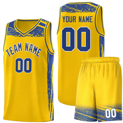 Custom Yellow Royal Graffiti Pattern Sports Uniform Basketball Jersey