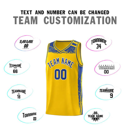 Custom Yellow Royal Graffiti Pattern Sports Uniform Basketball Jersey