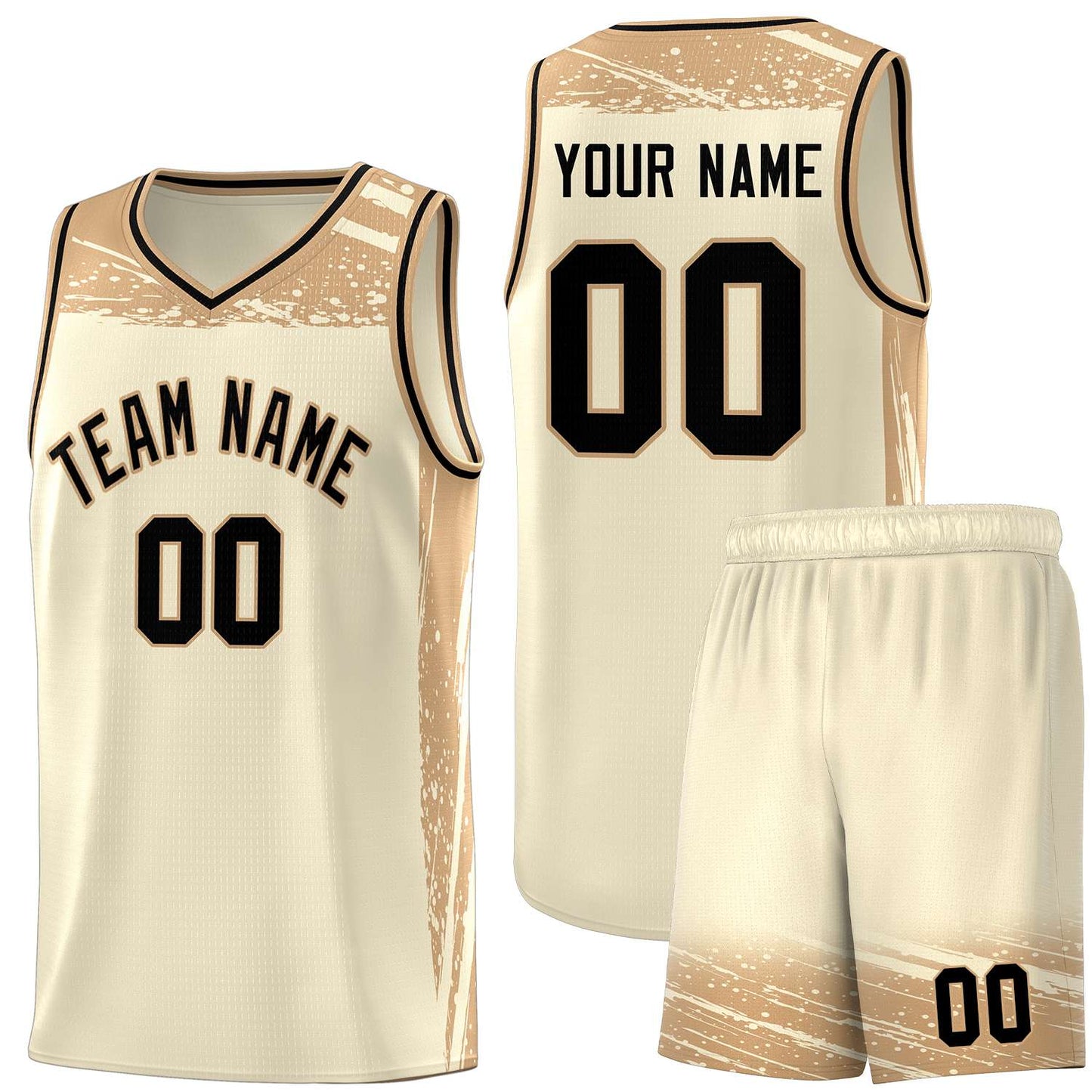 Custom Cream Old Gold Graffiti Pattern Sports Uniform Basketball Jersey