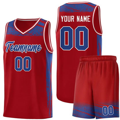 Custom Red Royal Graffiti Pattern Sports Uniform Basketball Jersey