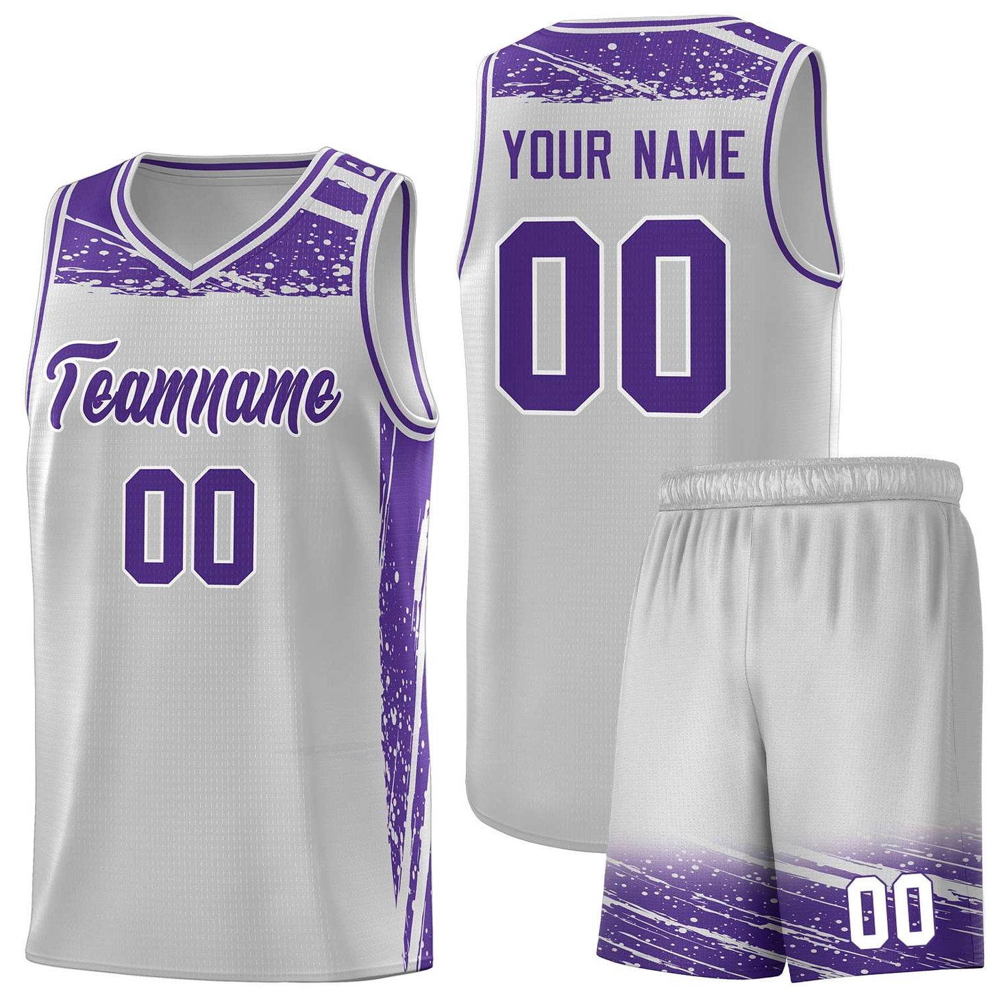 Custom Gray Purple Graffiti Pattern Sports Uniform Basketball Jersey