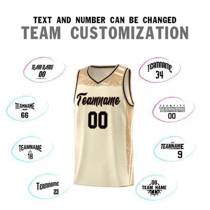 Custom Cream Old Gold Graffiti Pattern Sports Uniform Basketball Jersey