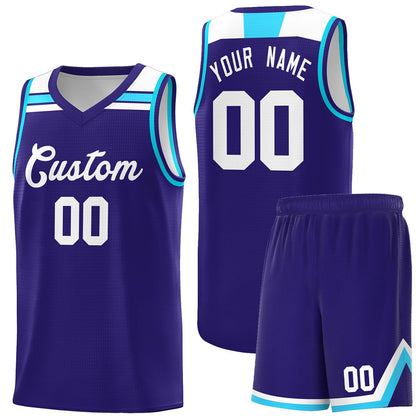 Custom Purple White-Powder Blue Classic Sports Uniform Basketball Jersey