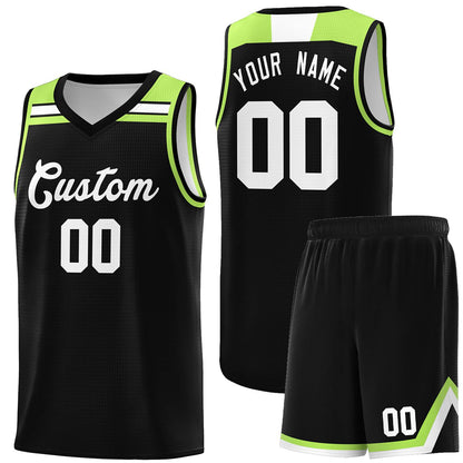 Custom Black White-Neon Green Classic Sports Uniform Basketball Jersey