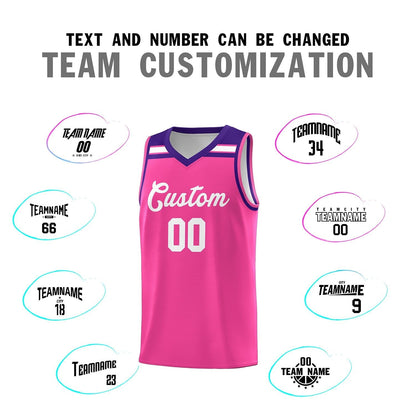 Custom Pink White-Purple Classic Sports Uniform Basketball Jersey