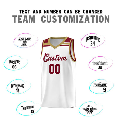 Custom White Crimson-Old Gold Classic Sports Uniform Basketball Jersey