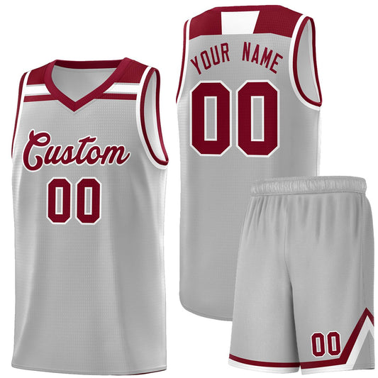 Custom Gray Crimson-White Classic Sports Uniform Basketball Jersey