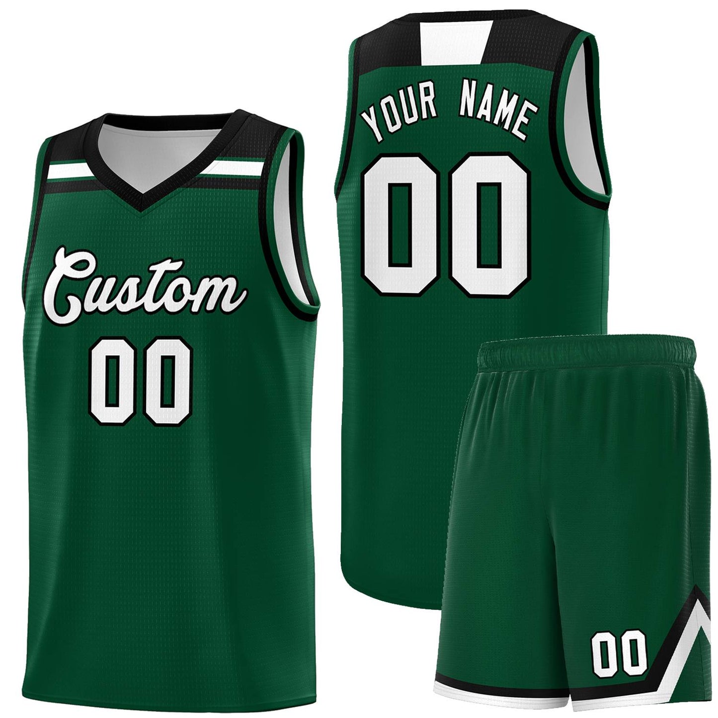 Custom Green White-Black Classic Sports Uniform Basketball Jersey