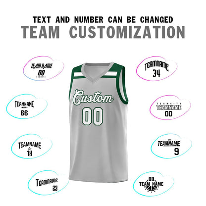 Custom Gray White-Green Classic Sports Uniform Basketball Jersey