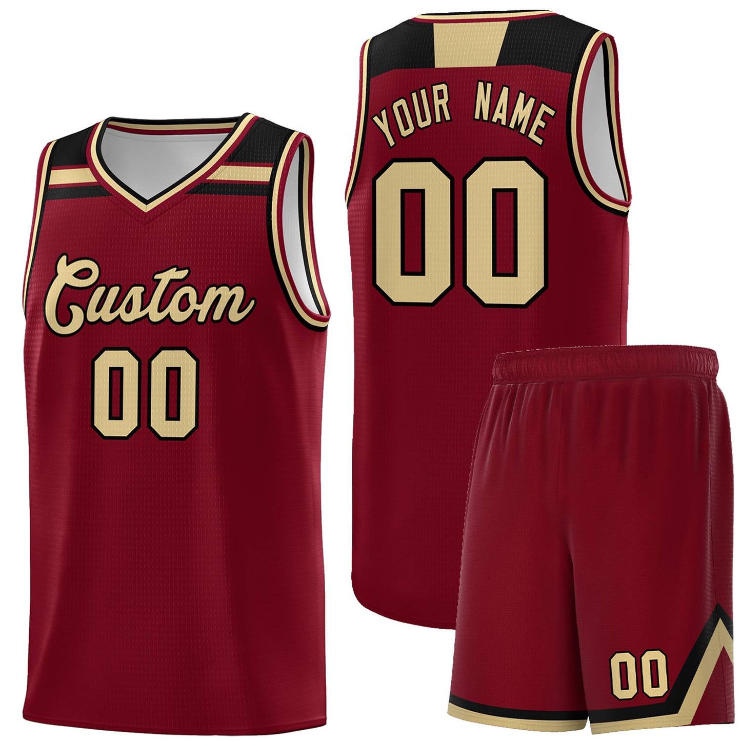 Custom Crimson Khaki-Black Classic Sports Uniform Basketball Jersey