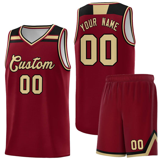 Custom Crimson Khaki-Black Classic Sports Uniform Basketball Jersey