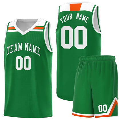 Custom Kelly Green White-Orange Classic Sports Uniform Basketball Jersey