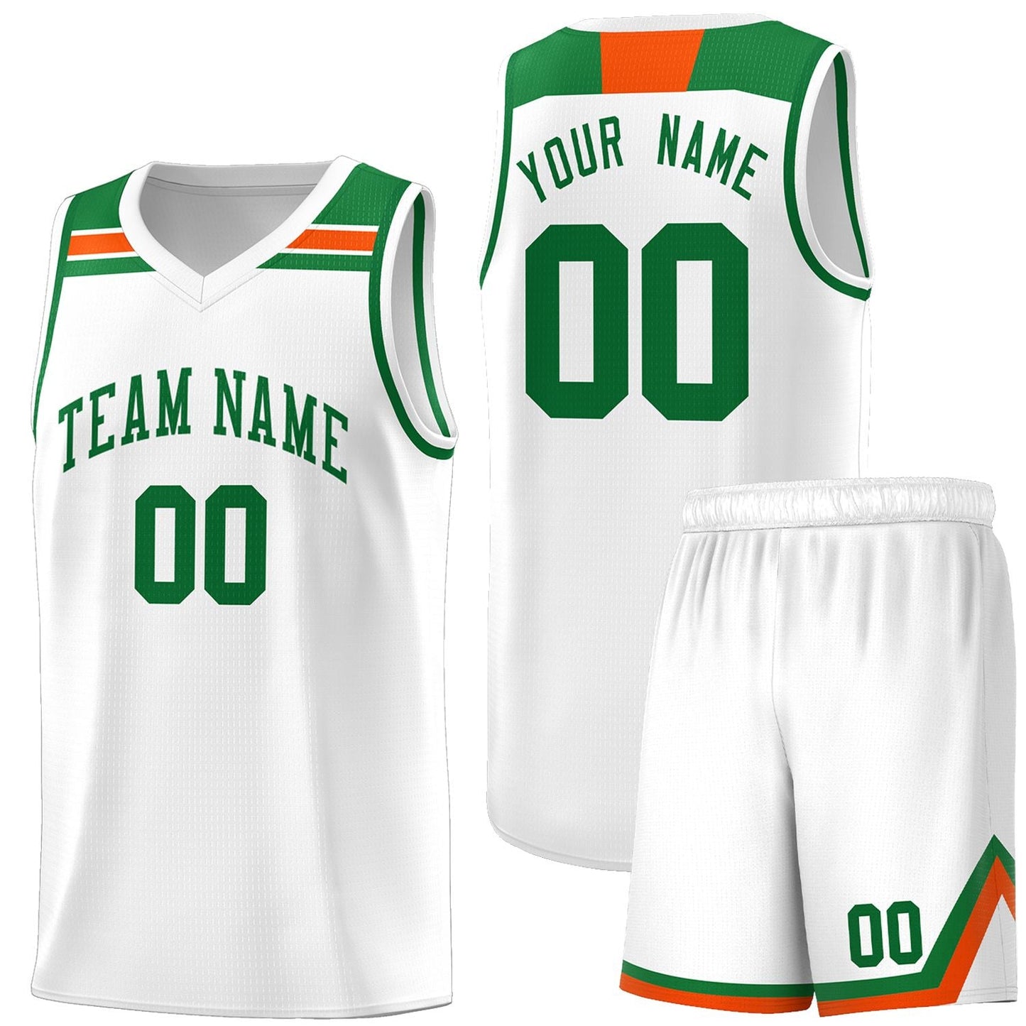 Custom White Kelly Green-Orange Classic Sports Uniform Basketball Jersey