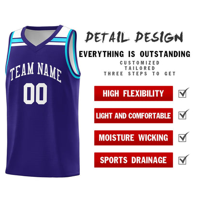 Custom Purple White-Powder Blue Classic Sports Uniform Basketball Jersey