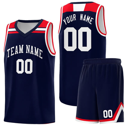 Custom Navy White-Red Classic Sports Uniform Basketball Jersey