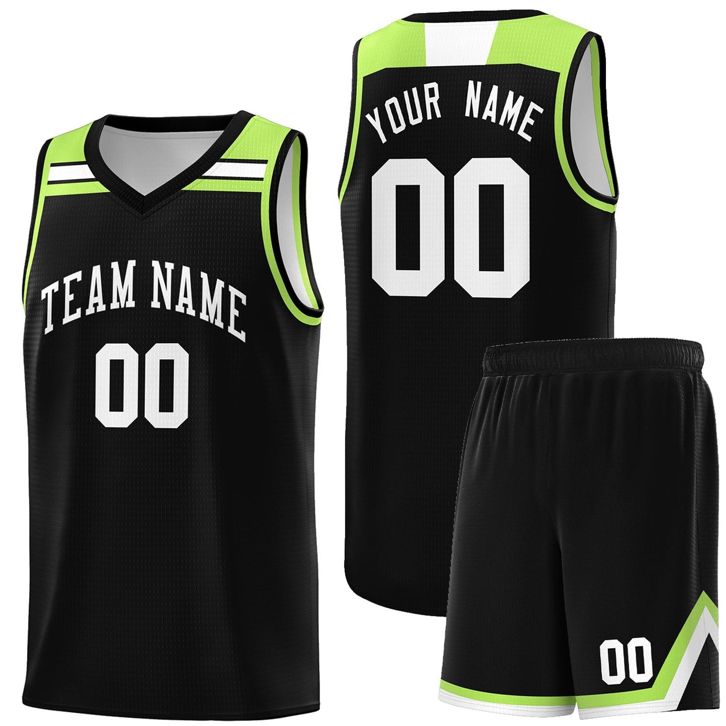 Custom Black White-Neon Green Classic Sports Uniform Basketball Jersey