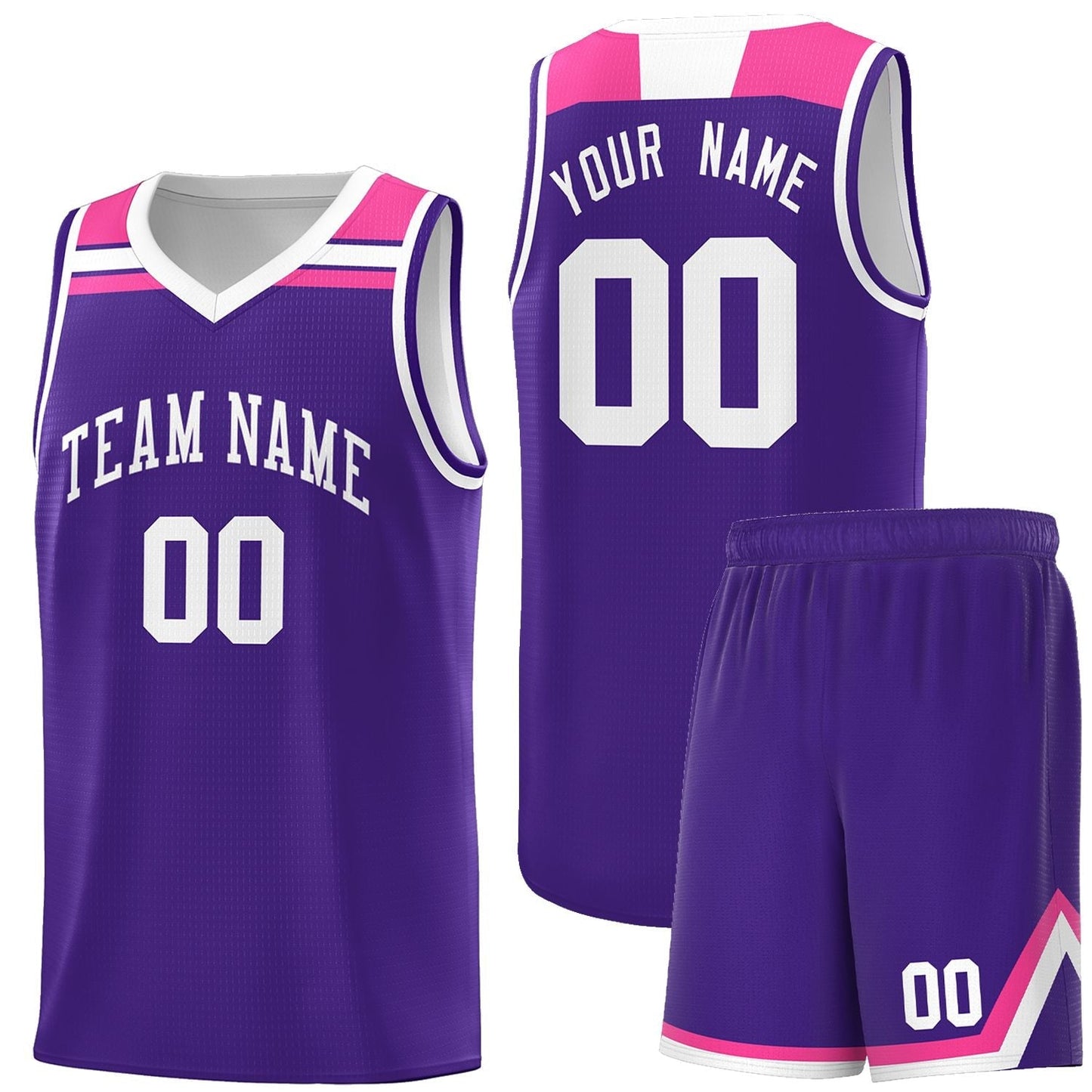 Custom Purple White-Pink Classic Sports Uniform Basketball Jersey