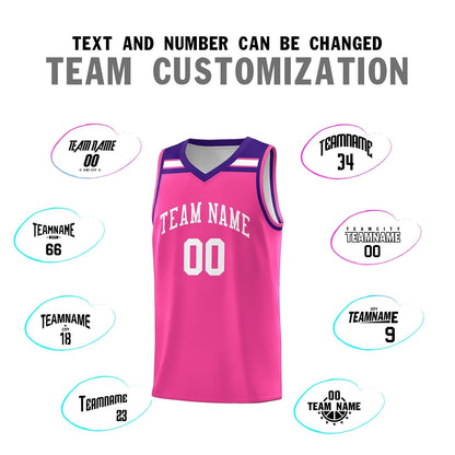 Custom Pink White-Purple Classic Sports Uniform Basketball Jersey