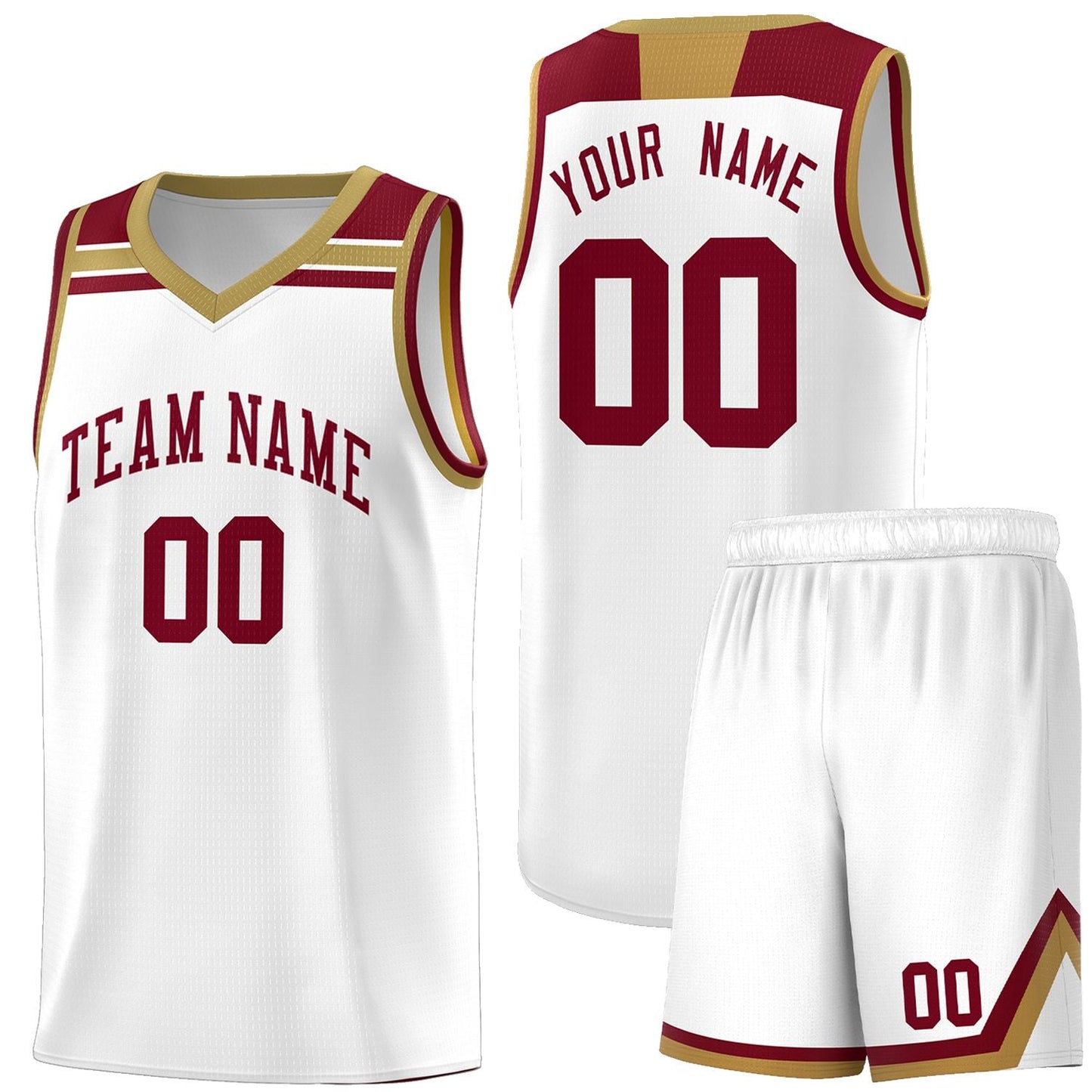 Custom White Crimson-Old Gold Classic Sports Uniform Basketball Jersey