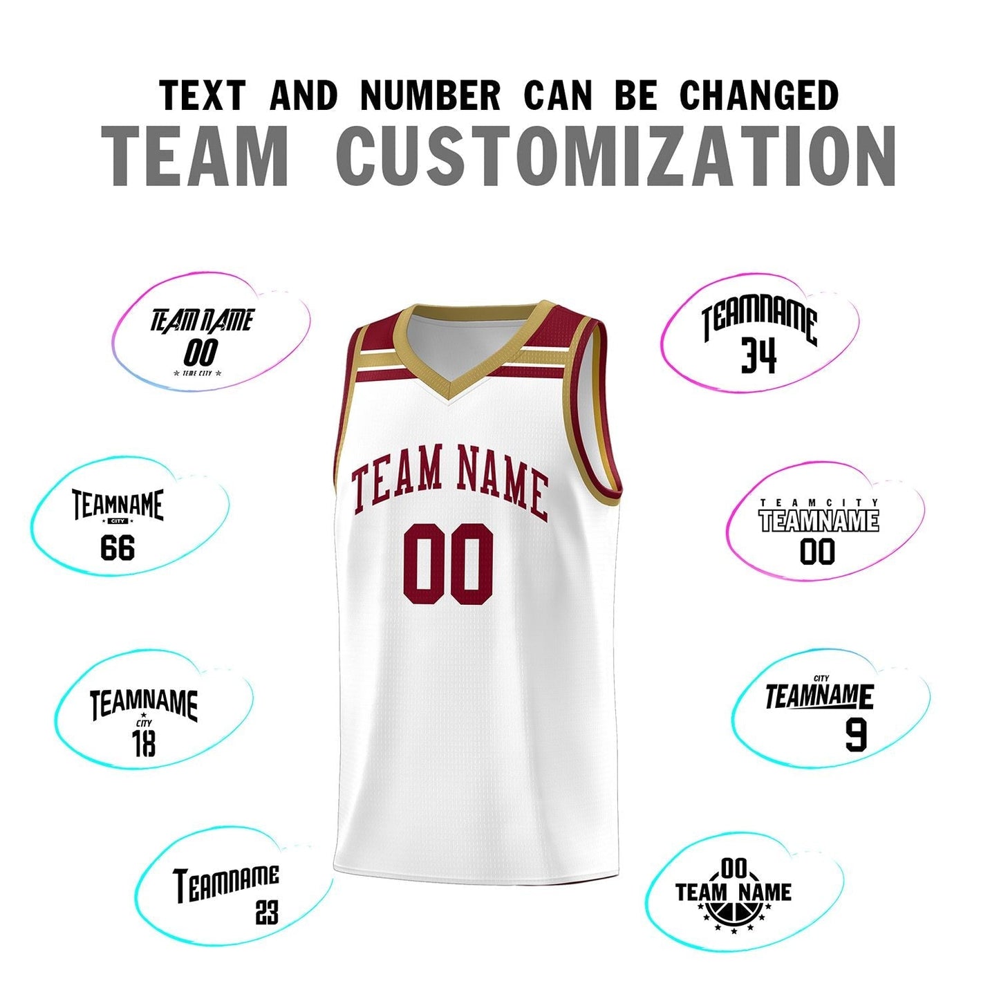 Custom White Crimson-Old Gold Classic Sports Uniform Basketball Jersey