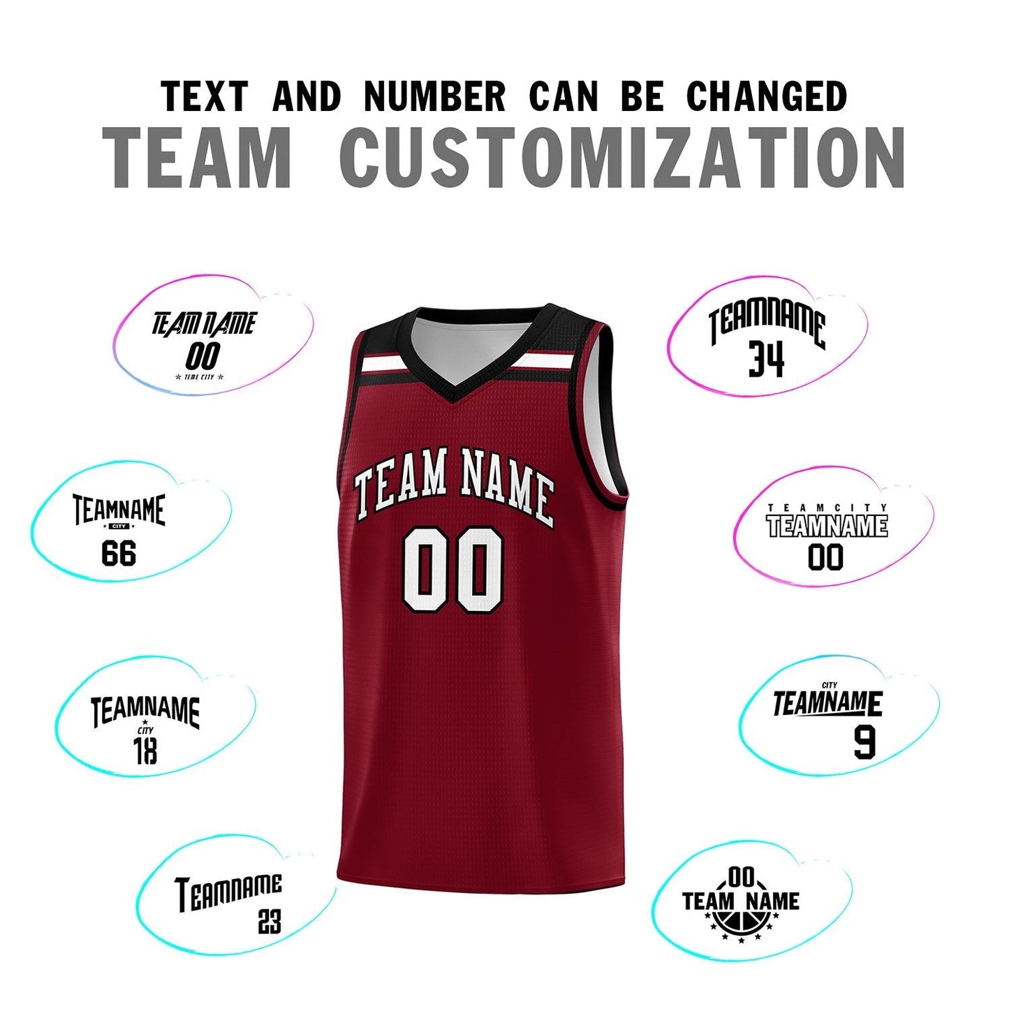 Custom Crimson White-Black Classic Sports Uniform Basketball Jersey