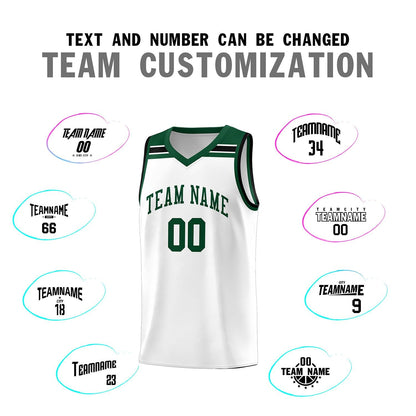 Custom White Green-White Classic Sports Uniform Basketball Jersey